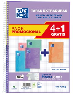 Pack 41 cuaderno espiral fº 80h 90g cuad4x4 c m tapa extradura colores pastel